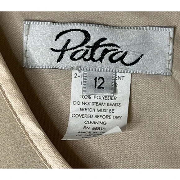 VTG Patra Women's Dress Formal Size 12 Shimmer Sleeveless Cream / Tan NWT - Picture 3 of 8